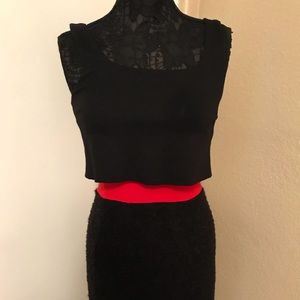 Black and red textured dress